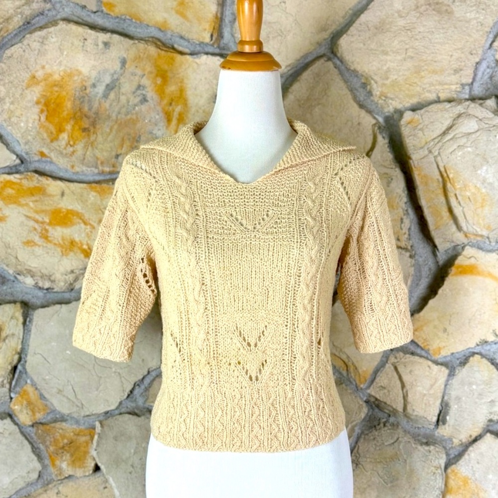 Ralph Lauren Blue Label Cropped Sweater Pale Almond | M